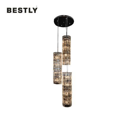 Moderne runde Kristall-Hängelampen mit drei Lichtern